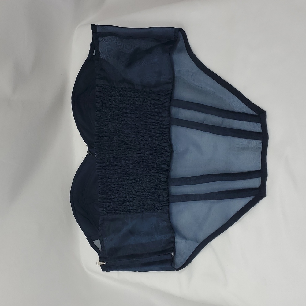 The Drop womens Sky Captain Organza Corset by @signedblakeBlouses ~ Blue - Picture 10 of 16